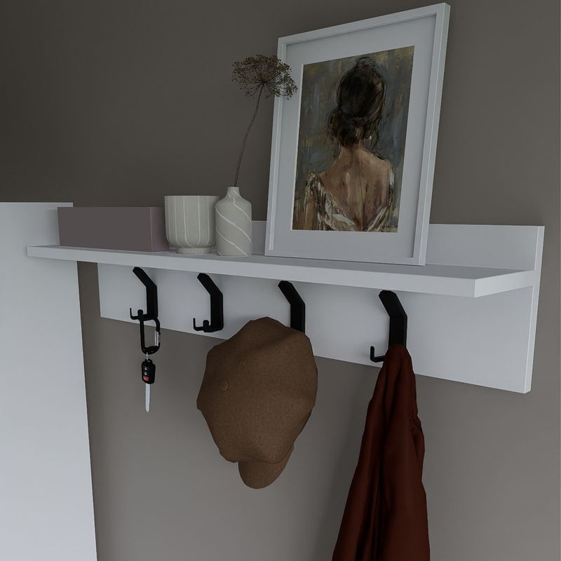Casa si Gradina - Mobilier - Organizare si depozitare - Cuiere - Cuier Hanah Home, PAL melaminat, 90 x 20 cm, alb, 350MWD1902 - Infinity.ro
