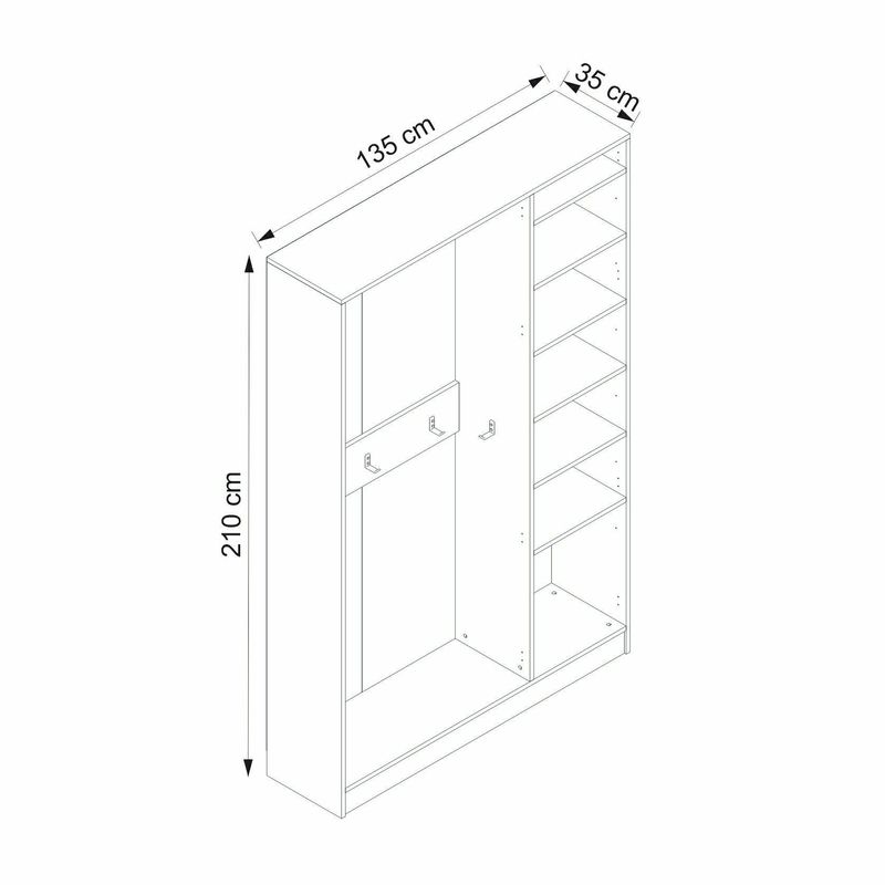 Casa si Gradina - Mobilier - Organizare si depozitare - Cuiere - Cuier hol Hanah Home, PAL melaminat, 135 x 35 x 210 cm, alb, 506MNR3229 - Infinity.ro