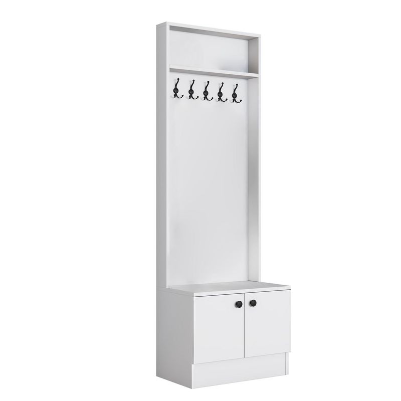Casa si Gradina - Mobilier - Organizare si depozitare - Cuiere - Cuier hol Hanah Home, PAL melaminat, 59.8 x 35.5 x 182.8 cm, alb, 893RAN5462 - Infinity.ro