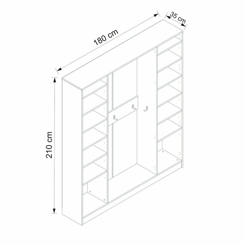 Casa si Gradina - Mobilier - Organizare si depozitare - Cuiere - Cuier hol Hanah Home, PAL melaminat, 180 x 35 x 210 cm, nuc, 506MNR3252 - Infinity.ro