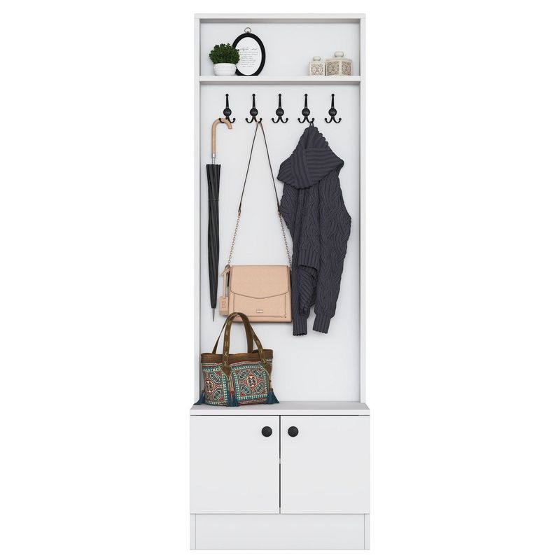 Casa si Gradina - Mobilier - Organizare si depozitare - Cuiere - Cuier hol Hanah Home, PAL melaminat, 59.8 x 35.5 x 182.8 cm, alb, 893RAN5462 - Infinity.ro