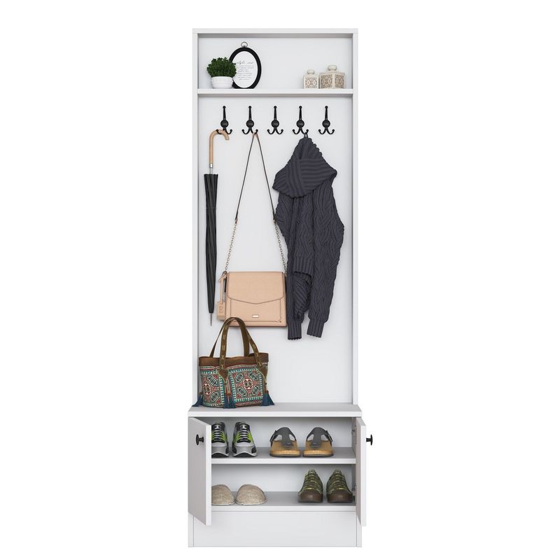 Casa si Gradina - Mobilier - Organizare si depozitare - Cuiere - Cuier hol Hanah Home, PAL melaminat, 59.8 x 35.5 x 182.8 cm, alb, 893RAN5462 - Infinity.ro