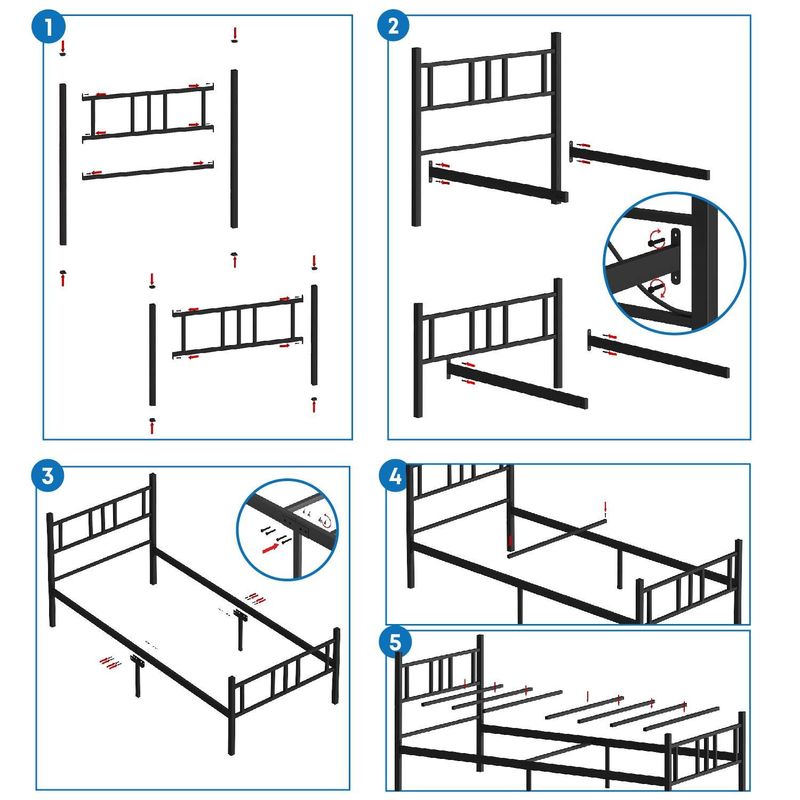 Casa si Gradina - Mobilier - Paturi si accesorii - Paturi - Pat single Hanah Home, metal, 90 x 190 x 88 cm, negru, 837WST1102 - Infinity.ro