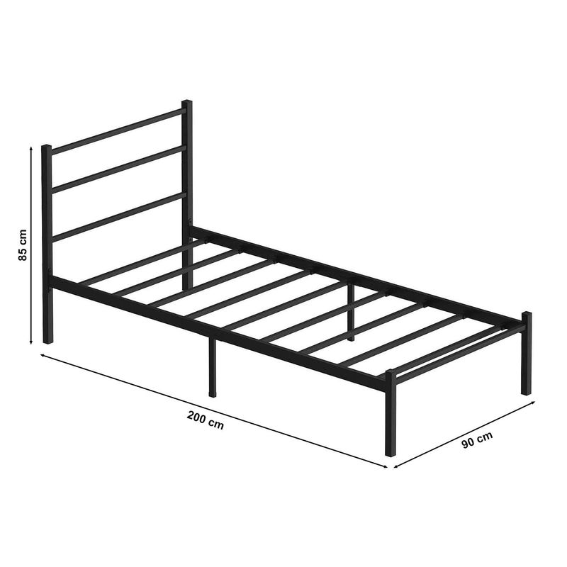 Casa si Gradina - Mobilier - Paturi si accesorii - Paturi - Pat single Hanah Home, metal, 90 x 200 x 85 cm, negru, 837WST1119 - Infinity.ro