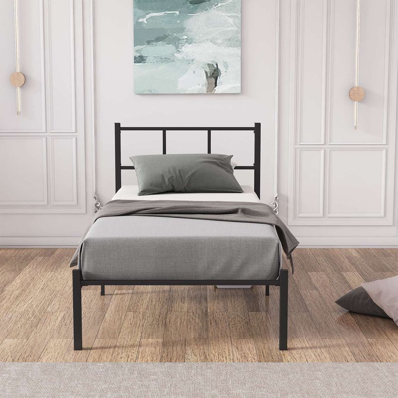 Casa si Gradina - Mobilier - Paturi si accesorii - Paturi - Pat single Hanah Home, metal, 90 x 200 x 85 cm, negru, 837WST1143 - Infinity.ro
