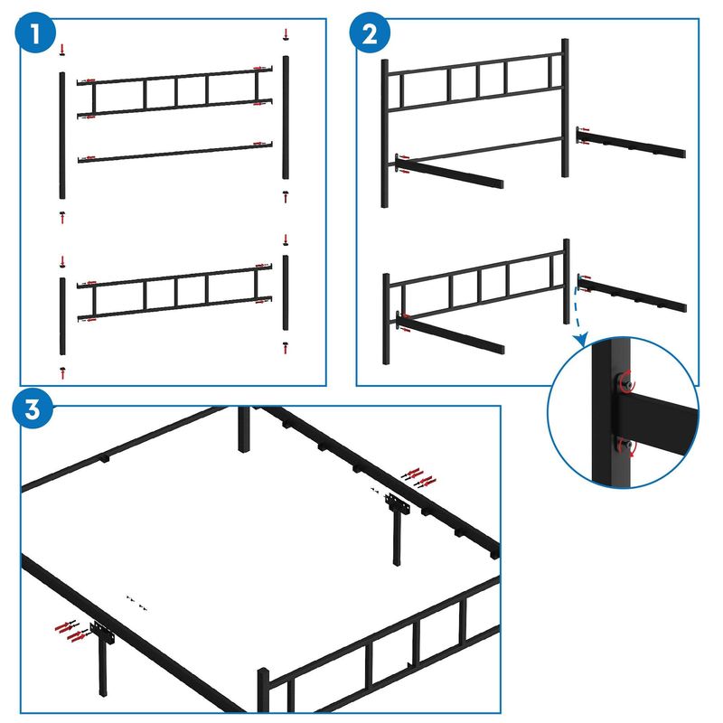 Casa si Gradina - Mobilier - Paturi si accesorii - Paturi - Pat dublu Hanah Home, metal, 150 x 200 x 88 cm, negru, 837WST1108 - Infinity.ro