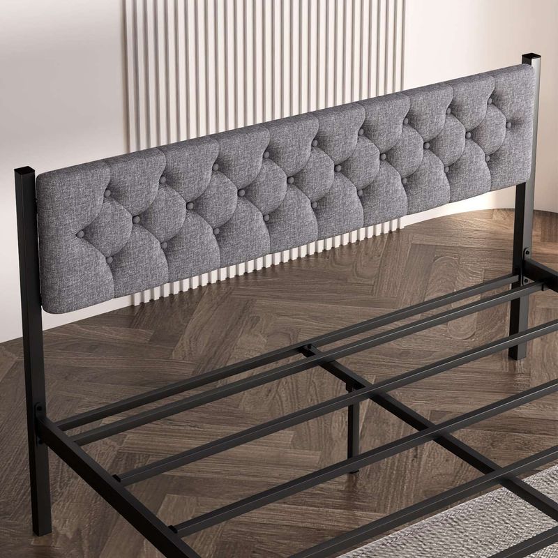 Casa si Gradina - Mobilier - Paturi si accesorii - Paturi - Pat dublu Hanah Home, metal, 160 x 200 x 88 cm, gri, 837WST1155 - Infinity.ro