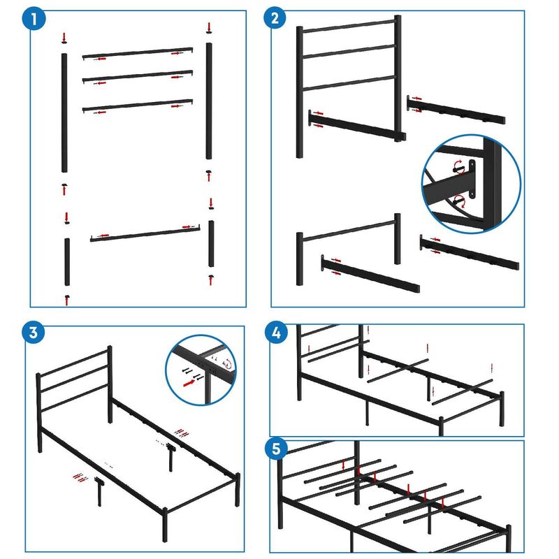 Casa si Gradina - Mobilier - Paturi si accesorii - Paturi - Pat single Hanah Home, metal, 100 x 200 x 85 cm, negru, 837WST1120 - Infinity.ro