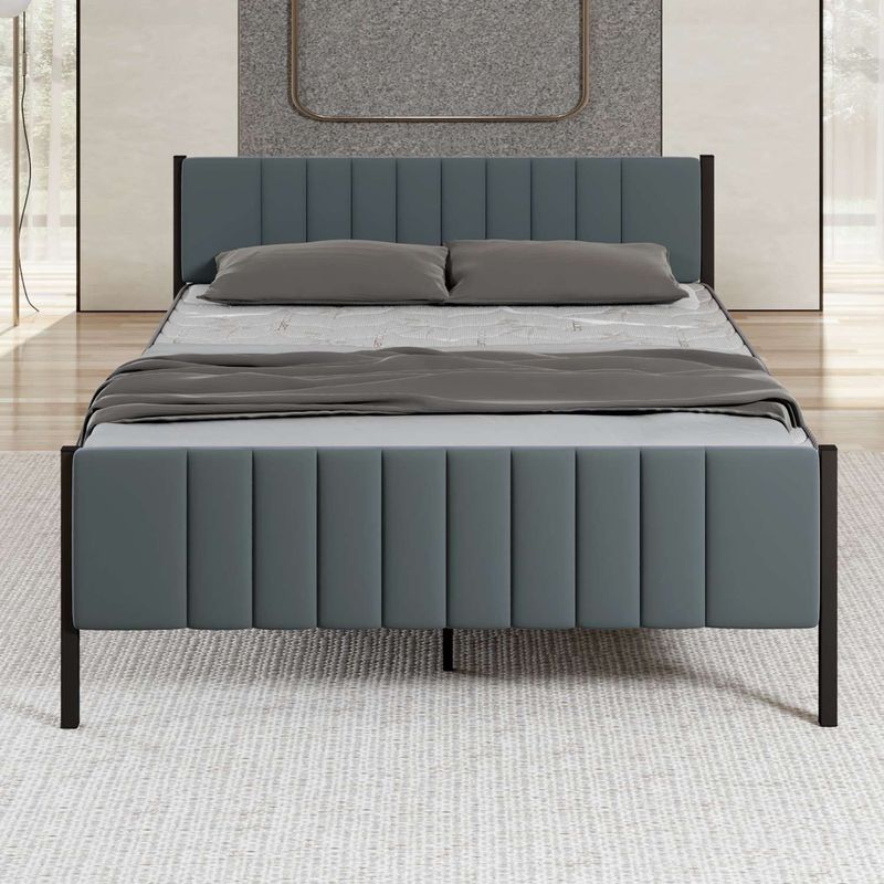 Casa si Gradina - Mobilier - Paturi si accesorii - Paturi - Pat dublu Hanah Home, metal, 160 x 200 x 88 cm, antracit, 837WST1163 - Infinity.ro