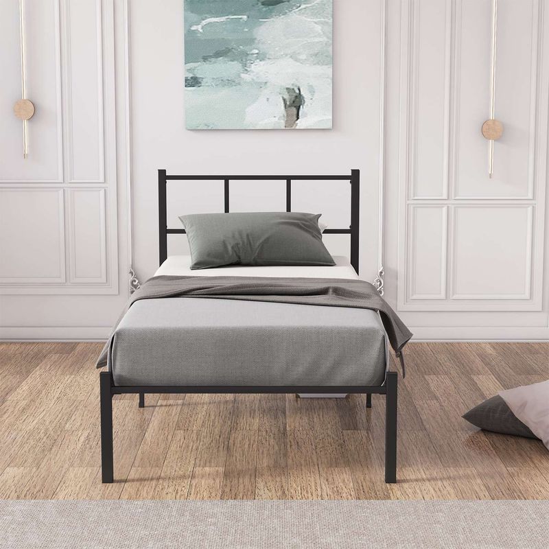 Casa si Gradina - Mobilier - Paturi si accesorii - Paturi - Pat single Hanah Home, metal, 100 x 200 x 85 cm, negru, 837WST1144 - Infinity.ro