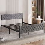 Casa si Gradina - Mobilier - Paturi si accesorii - Paturi - Pat dublu Hanah Home, metal, 140 x 200 x 88 cm, gri, 837WST1153 - Infinity.ro