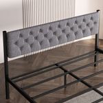Casa si Gradina - Mobilier - Paturi si accesorii - Paturi - Pat dublu Hanah Home, metal, 140 x 190 x 88 cm, gri, 837WST1152 - Infinity.ro