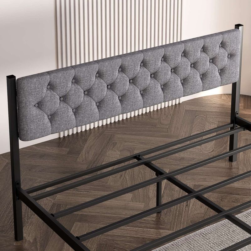 Casa si Gradina - Mobilier - Paturi si accesorii - Paturi - Pat dublu Hanah Home, metal, 140 x 190 x 88 cm, gri, 837WST1152 - Infinity.ro