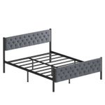 Casa si Gradina - Mobilier - Paturi si accesorii - Paturi - Pat dublu Hanah Home, metal, 140 x 190 x 88 cm, gri, 837WST1152 - Infinity.ro