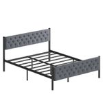 Casa si Gradina - Mobilier - Paturi si accesorii - Paturi - Pat dublu Hanah Home, metal, 120 x 200 x 88 cm, gri, 837WST1151 - Infinity.ro