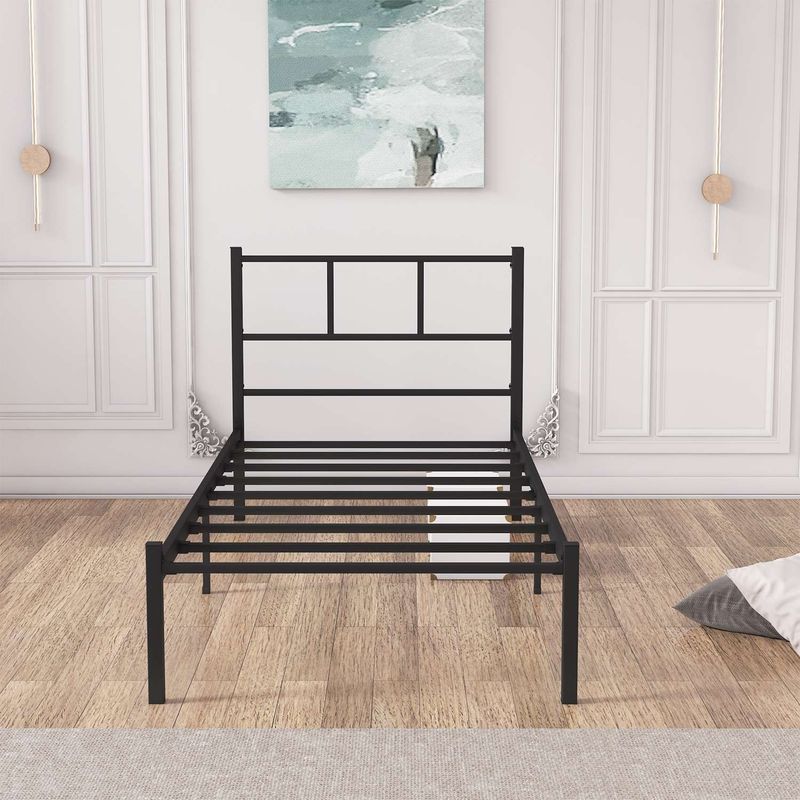 Casa si Gradina - Mobilier - Paturi si accesorii - Paturi - Pat single Hanah Home, metal, 90 x 190 x 85 cm, negru, 837WST1142 - Infinity.ro
