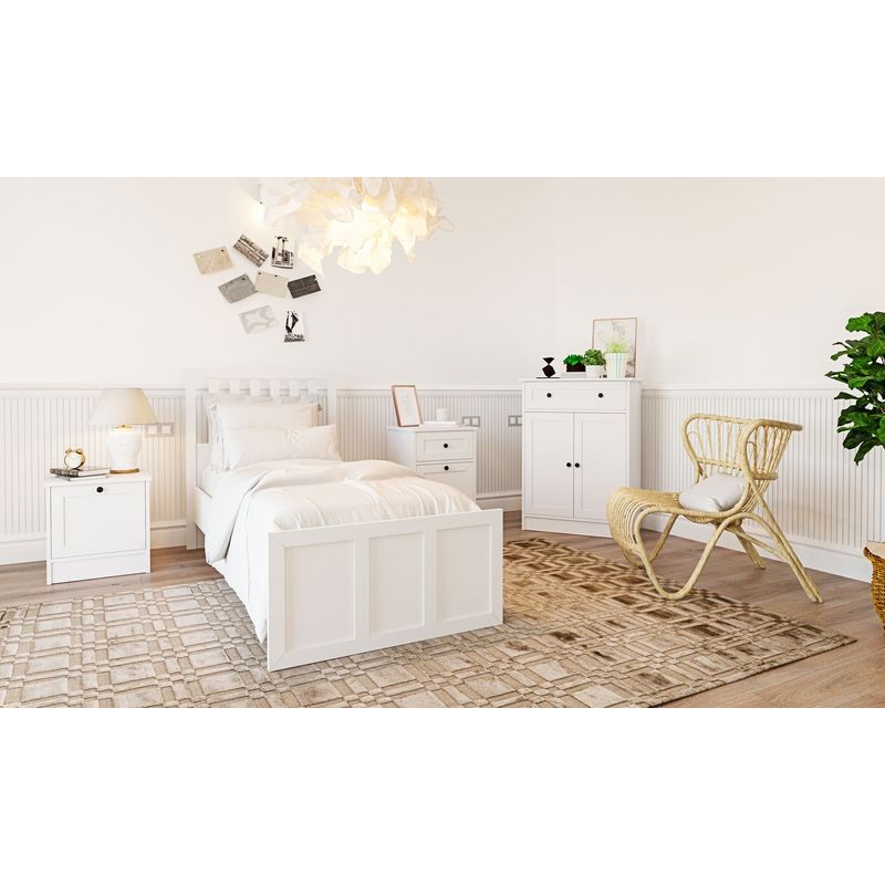 Casa si Gradina - Mobilier - Paturi si accesorii - Paturi - Pat single Hanah Home, PAL melaminat, 90 x 190 x 120 cm, alb mat, 167RAB2105 - Infinity.ro