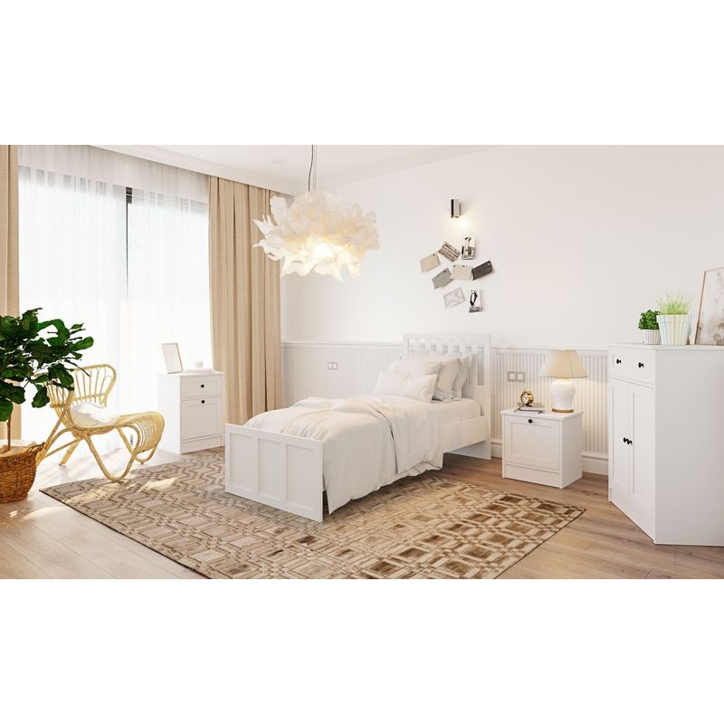 Casa si Gradina - Mobilier - Paturi si accesorii - Paturi - Pat single Hanah Home, PAL melaminat, 90 x 190 x 120 cm, alb mat, 167RAB2105 - Infinity.ro