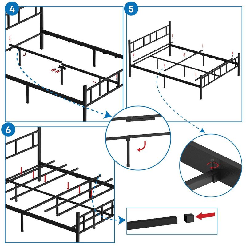 Casa si Gradina - Mobilier - Paturi si accesorii - Paturi - Pat dublu Hanah Home, metal, 120 x 200 x 88 cm, negru, 837WST1105 - Infinity.ro