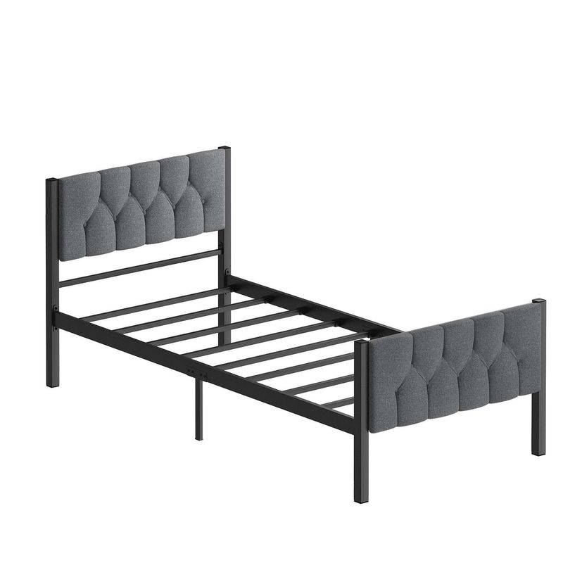 Casa si Gradina - Mobilier - Paturi si accesorii - Paturi - Pat single Hanah Home, metal, 100 x 200 x 88 cm, gri, 837WST1150 - Infinity.ro
