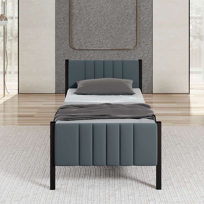 Casa si Gradina - Mobilier - Paturi si accesorii - Paturi - Pat single Hanah Home, metal, 100 x 200 x 88 cm, antracit, 837WST1158 - Infinity.ro