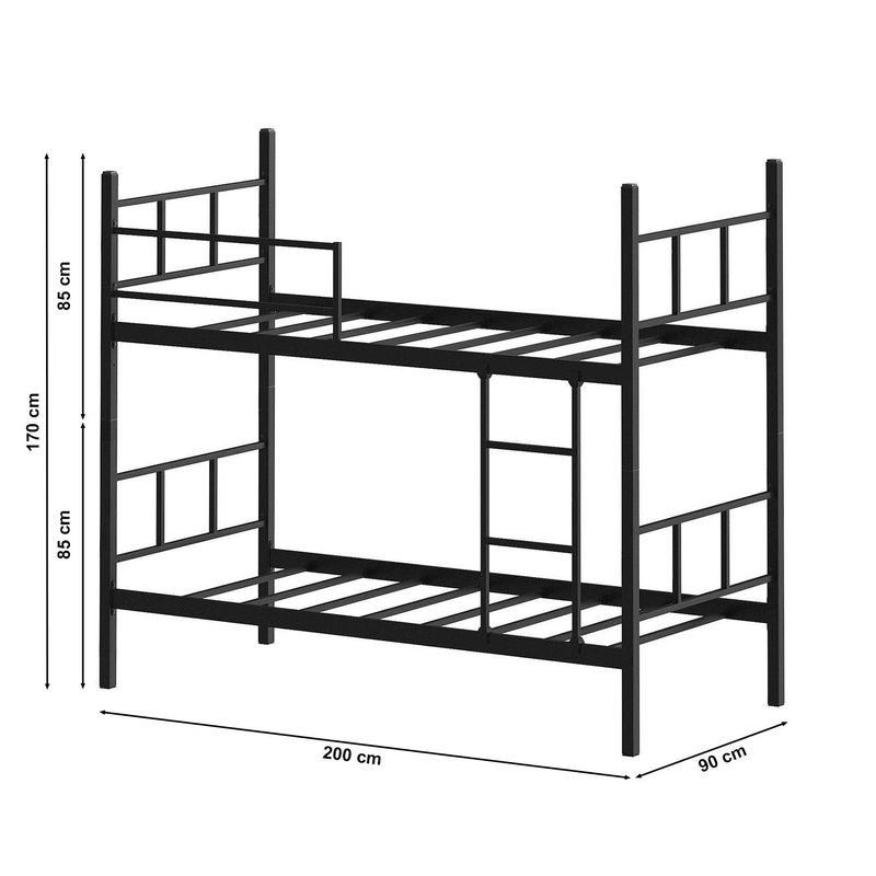 Casa si Gradina - Mobilier - Paturi si accesorii - Paturi - Pat supraetajat Hanah Home, metal, 90 x 200 x 85 cm, negru, 837WST1122 - Infinity.ro