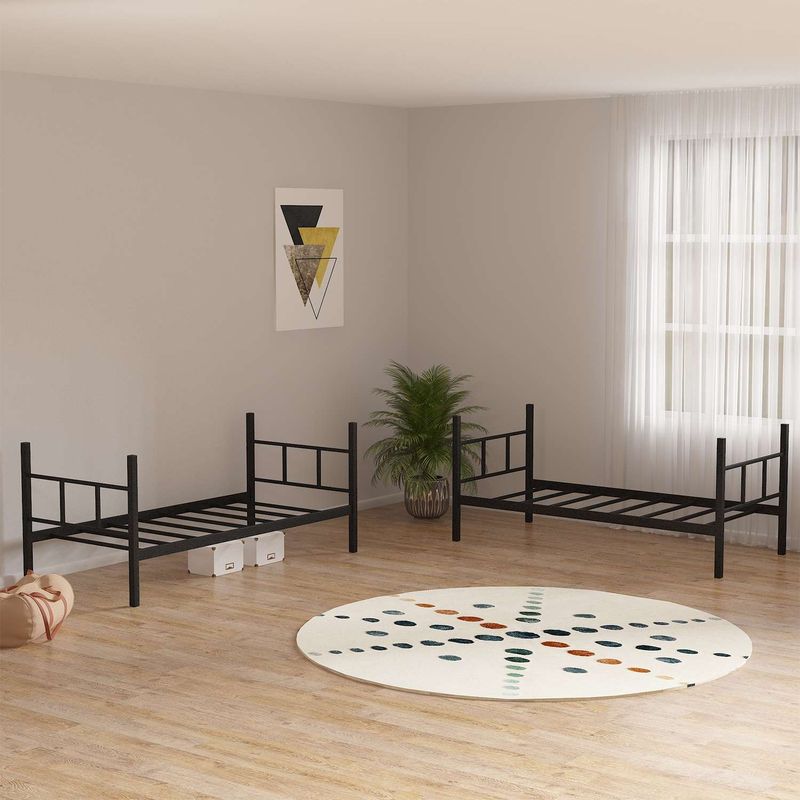 Casa si Gradina - Mobilier - Paturi si accesorii - Paturi - Pat supraetajat Hanah Home, metal, 100 x 200 x 85 cm, negru, 837WST1123 - Infinity.ro