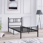 Casa si Gradina - Mobilier - Paturi si accesorii - Paturi - Pat single Hanah Home, metal, 100 x 200 x 88 cm, negru, 837WST1104 - Infinity.ro