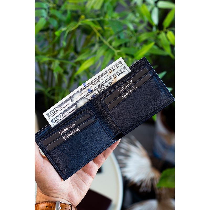 Fashion, accesorii si bijuterii - Barbati - Accesorii barbati - Portofele barbati - Portofel bărbați Lucky Bees, 100% piele naturală, 2 x 11 x 8.3 cm, bleumarin, 456ZYM1773 - Infinity.ro