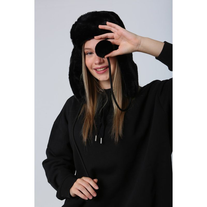 Fashion, accesorii si bijuterii - Femei - Accesorii femei - Caciuli si palarii femei - Bonetă femei Jumeon, 100% poliester, negru, 781ABG1188 - Infinity.ro