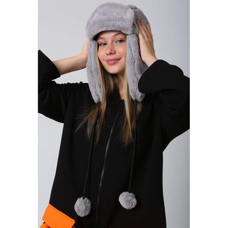 Fashion, accesorii si bijuterii - Femei - Accesorii femei - Caciuli si palarii femei - Bonetă femei Jumeon, 100% poliester, gri, 781ABG1184 - Infinity.ro