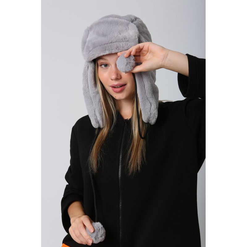 Fashion, accesorii si bijuterii - Femei - Accesorii femei - Caciuli si palarii femei - Bonetă femei Jumeon, 100% poliester, gri, 781ABG1184 - Infinity.ro