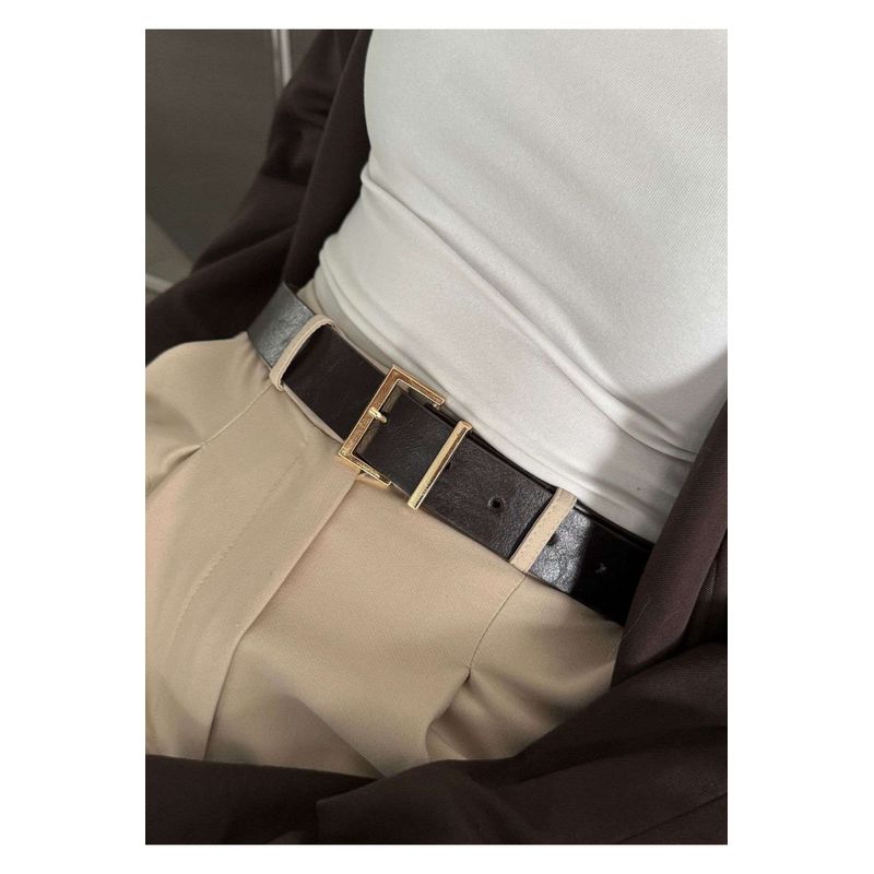 Fashion, accesorii si bijuterii - Femei - Accesorii femei - Curele femei - Curea Heliophilia, maro și auriu, 600KNS2107 - Infinity.ro
