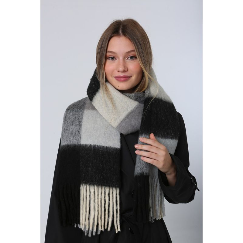 Fashion, accesorii si bijuterii - Femei - Accesorii femei - Esarfe si fulare femei - Șal Jumeon, 18% poliester și 82% acrilic, 45 x 200 cm, negru, 781ABG1244 - Infinity.ro
