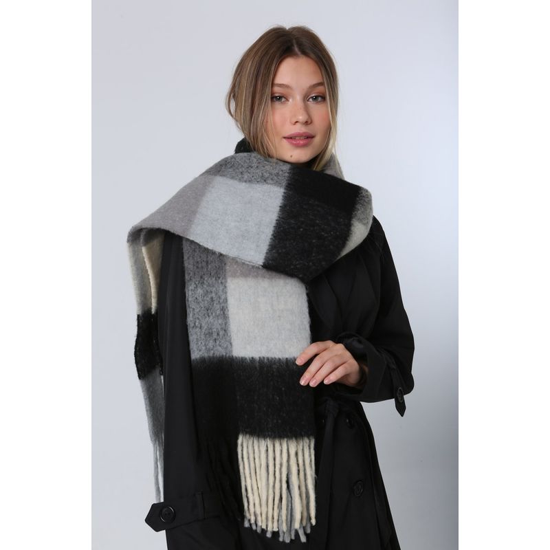 Fashion, accesorii si bijuterii - Femei - Accesorii femei - Esarfe si fulare femei - Șal Jumeon, 18% poliester și 82% acrilic, 45 x 200 cm, negru, 781ABG1244 - Infinity.ro