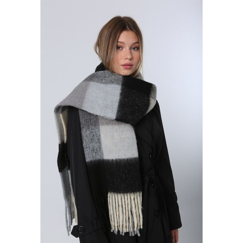 Fashion, accesorii si bijuterii - Femei - Accesorii femei - Esarfe si fulare femei - Șal Jumeon, 18% poliester și 82% acrilic, 45 x 200 cm, negru, 781ABG1244 - Infinity.ro