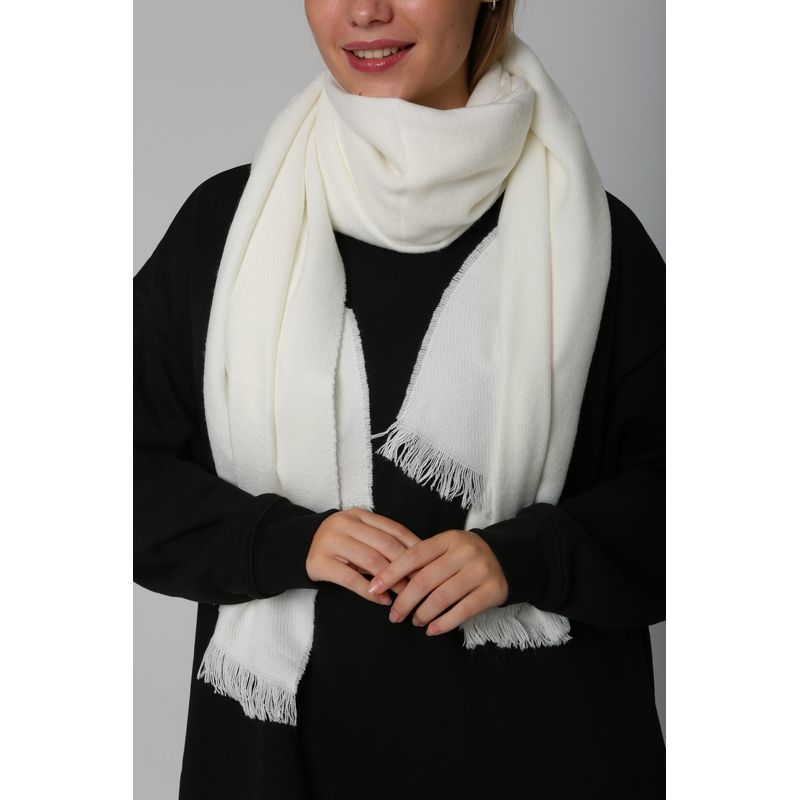 Fashion, accesorii si bijuterii - Femei - Accesorii femei - Esarfe si fulare femei - Șal Jumeon, 100% acrilic, 70 x 180 cm, ecru, 781ABG1199 - Infinity.ro