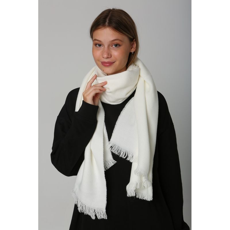 Fashion, accesorii si bijuterii - Femei - Accesorii femei - Esarfe si fulare femei - Șal Jumeon, 100% acrilic, 70 x 180 cm, ecru, 781ABG1199 - Infinity.ro