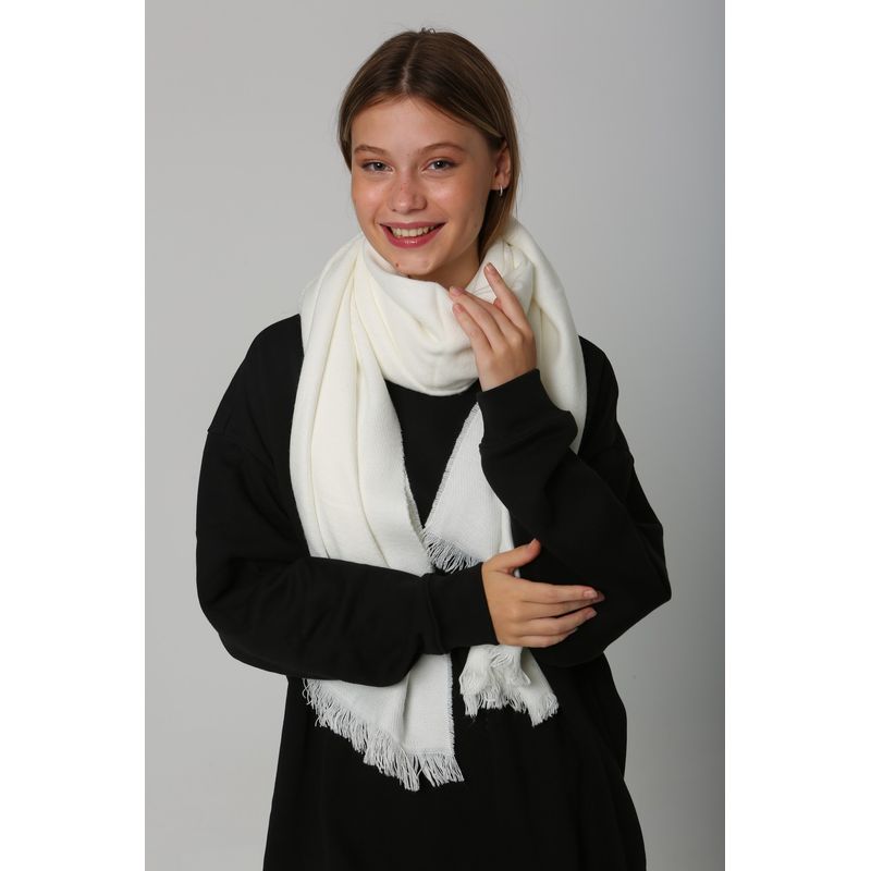Fashion, accesorii si bijuterii - Femei - Accesorii femei - Esarfe si fulare femei - Șal Jumeon, 100% acrilic, 70 x 180 cm, ecru, 781ABG1199 - Infinity.ro