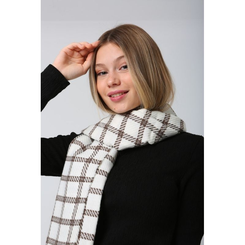 Fashion, accesorii si bijuterii - Femei - Accesorii femei - Esarfe si fulare femei - Șal Jumeon, 15% poliester și 85% acrilic, 70 x 180 cm, ecru, 781ABG1240 - Infinity.ro