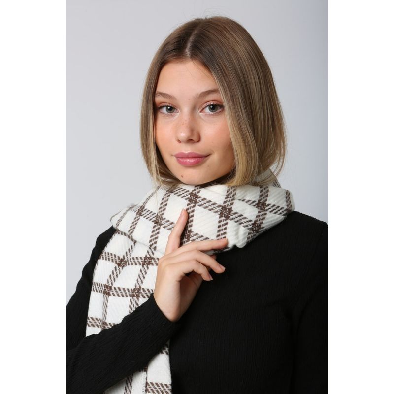 Fashion, accesorii si bijuterii - Femei - Accesorii femei - Esarfe si fulare femei - Șal Jumeon, 15% poliester și 85% acrilic, 70 x 180 cm, ecru, 781ABG1240 - Infinity.ro