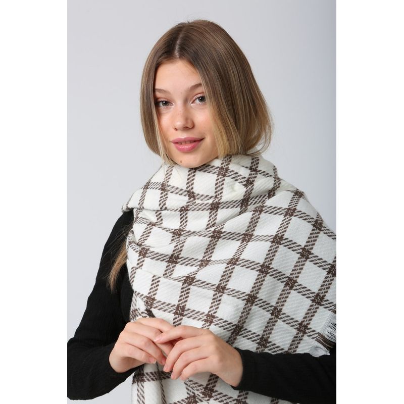 Fashion, accesorii si bijuterii - Femei - Accesorii femei - Esarfe si fulare femei - Șal Jumeon, 15% poliester și 85% acrilic, 70 x 180 cm, ecru, 781ABG1240 - Infinity.ro