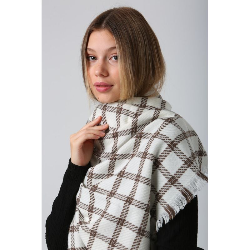 Fashion, accesorii si bijuterii - Femei - Accesorii femei - Esarfe si fulare femei - Șal Jumeon, 15% poliester și 85% acrilic, 70 x 180 cm, ecru, 781ABG1240 - Infinity.ro