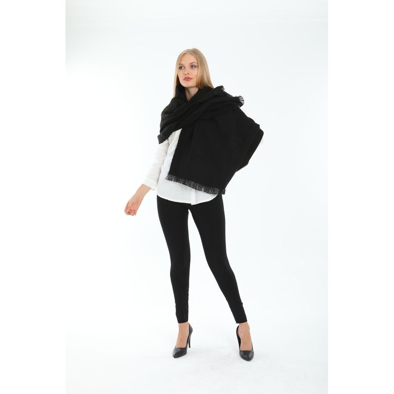 Fashion, accesorii si bijuterii - Femei - Accesorii femei - Esarfe si fulare femei - Șal Jumeon, 100% acrilic, 70 x 180 cm, negru, 781ABG1202 - Infinity.ro