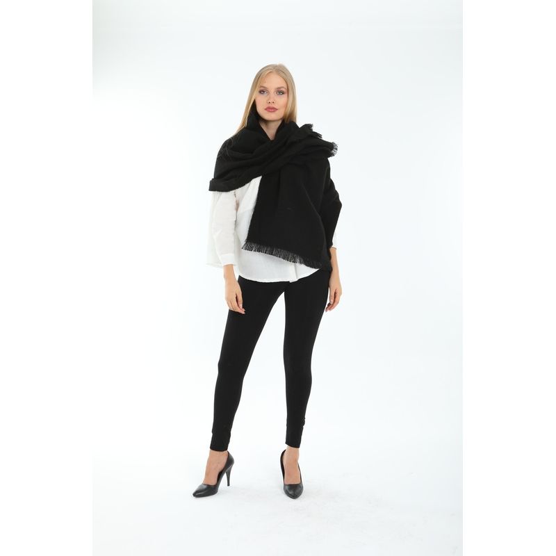 Fashion, accesorii si bijuterii - Femei - Accesorii femei - Esarfe si fulare femei - Șal Jumeon, 100% acrilic, 70 x 180 cm, negru, 781ABG1202 - Infinity.ro