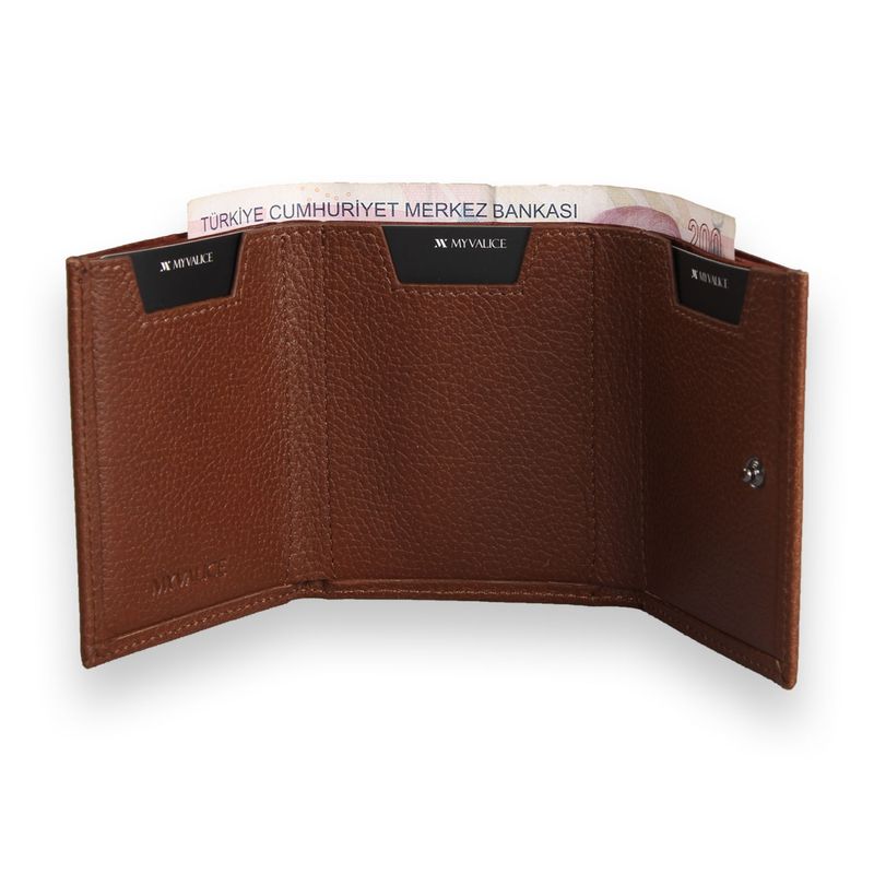 Fashion, accesorii si bijuterii - Femei - Accesorii femei - Portofele femei - Portofel Lucky Bees, 100% piele naturală, 7.5 x 9.5 x 2.5 cm, tan, 853MYV4697 - Infinity.ro