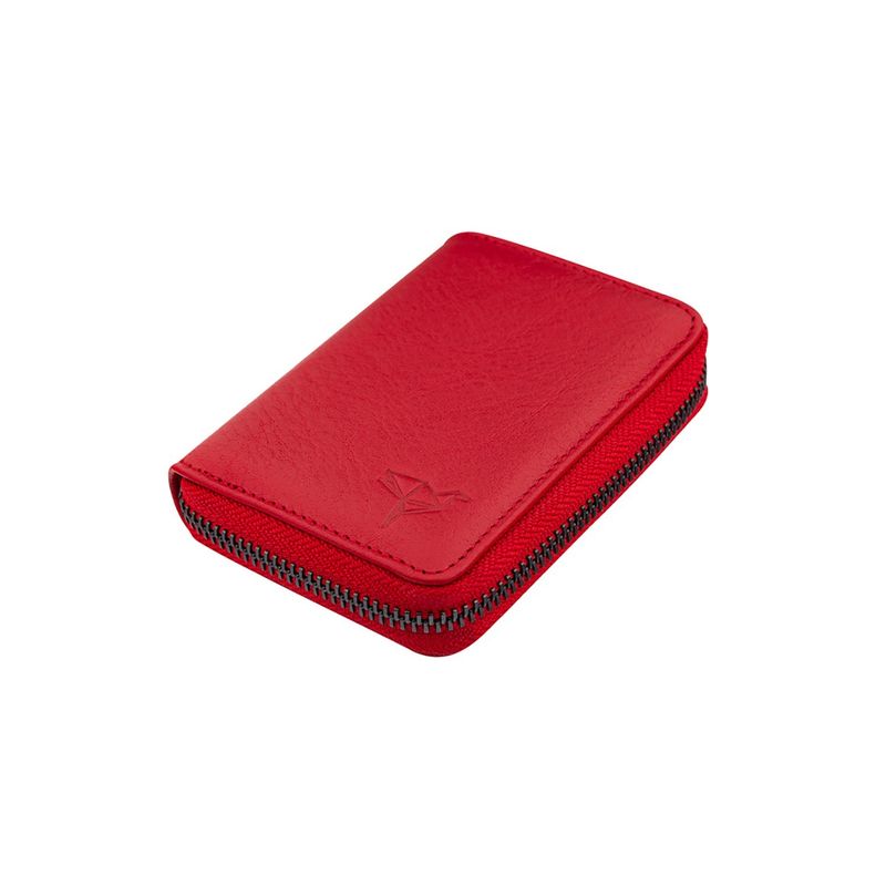 Fashion, accesorii si bijuterii - Femei - Accesorii femei - Portofele femei - Portofel unisex Lucky Bees, 100% piele naturală, 2 x 11.5 x 8 cm, roșu, 456ZYM1174 - Infinity.ro