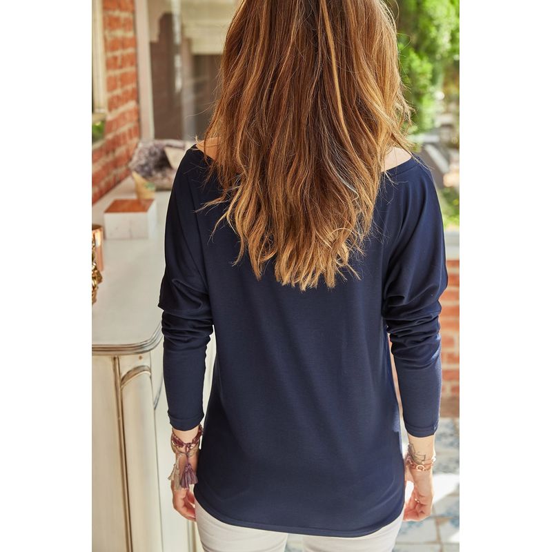 Fashion, accesorii si bijuterii - Femei - Imbracaminte femei - Camasi si bluze femei - Bluză femei Jumeon, 95% vâscoză, bleumarin, 215XHN4492 - S - Infinity.ro