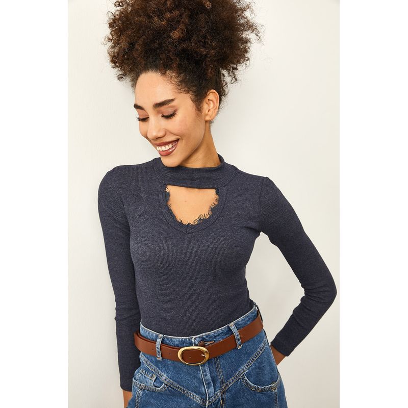Fashion, accesorii si bijuterii - Femei - Imbracaminte femei - Camasi si bluze femei - Bluză femei Jumeon, 63% bumbac și 35% poliester, indigo albastru, 215XHN1464 - Infinity.ro