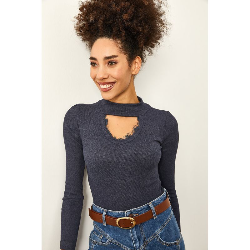 Fashion, accesorii si bijuterii - Femei - Imbracaminte femei - Camasi si bluze femei - Bluză femei Jumeon, 63% bumbac și 35% poliester, indigo albastru, 215XHN1464 - Infinity.ro